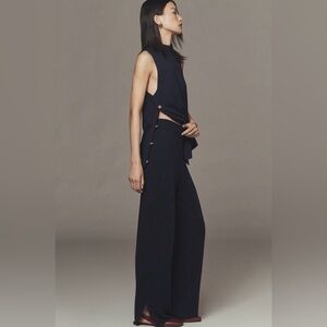 Pull on Sweater Pants & Side Button Tank Top Set Anthropologie In: Navy